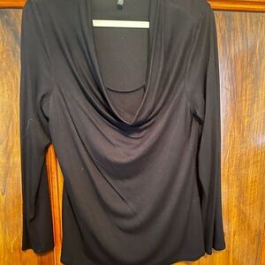 White House Black Market Elegant Black Drape Blouse